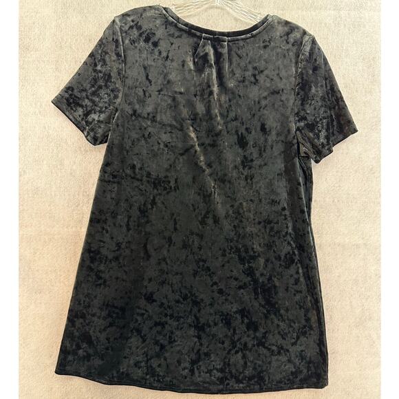 Spring + Mercer Velvet Legging Tee Medium Top V Neck Pocket Stretch Soft Black - Picture 2 of 6